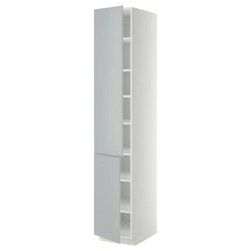 METOD - High cabinet with shelves/2 doors, white/Veddinge grey, 40x60x220 cm
