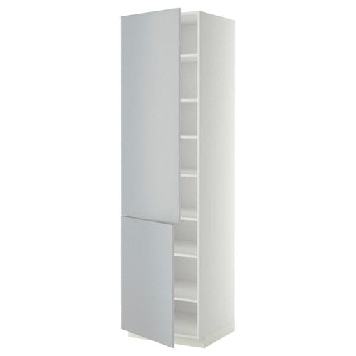 METOD - High cabinet with shelves/2 doors, white/Veddinge grey, 60x60x220 cm