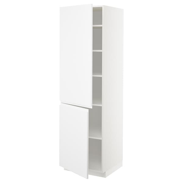 METOD - High cabinet with shelves/2 doors, white/Voxtorp matt white