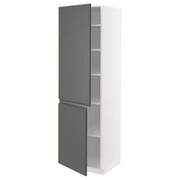 METOD - High cabinet with shelves/2 doors, white/Voxtorp dark grey, 60x60x200 cm - best price from Maltashopper.com 49461194