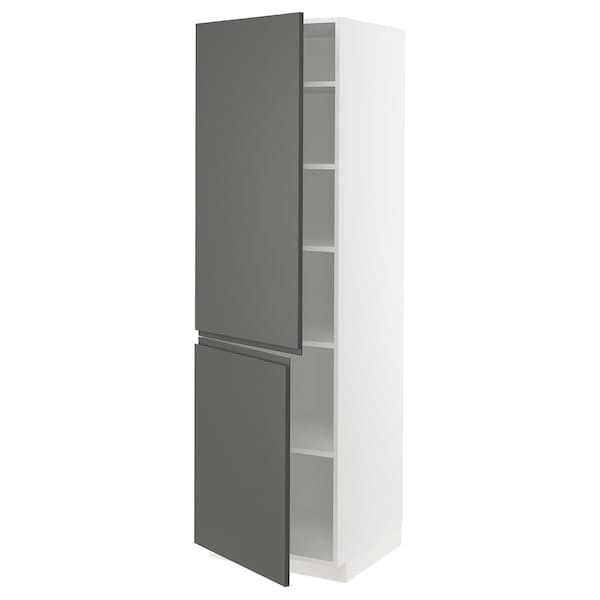 Ikea METOD - High cabinet with shelves/2 doors, white/Voxtorp dark grey, 60x60x200 cm