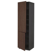 METOD - High cabinet with shelves/2 doors, black/Sinarp brown, 60x60x220 cm - best price from Maltashopper.com 79470168