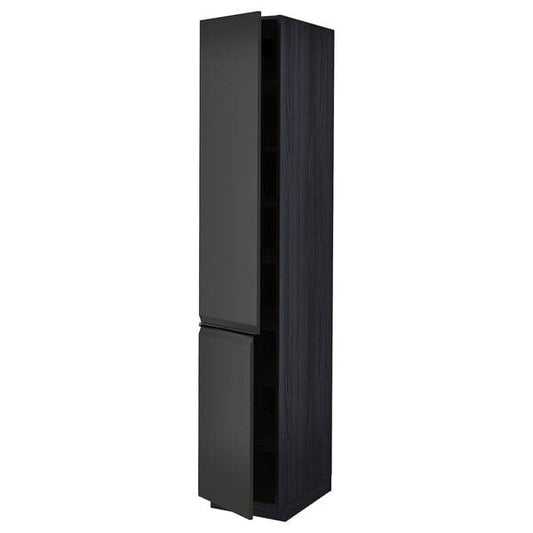 Ikea METOD - High cabinet with shelves/2 doors, black/Upplöv matt anthracite, 40x60x220 cm