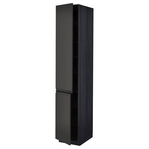 METOD - High cabinet with shelves/2 doors, black/Upplöv matt anthracite, 40x60x220 cm