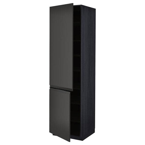 METOD - High cabinet with shelves/2 doors, black/Upplöv matt anthracite, 60x60x220 cm