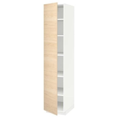 METOD - High cabinet with shelves, white/Askersund light ash effect, 40x60x200 cm