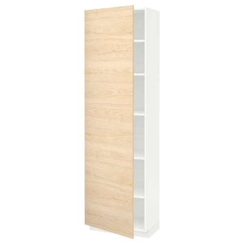 METOD - High cabinet with shelves, white/Askersund light ash effect, 60x37x200 cm
