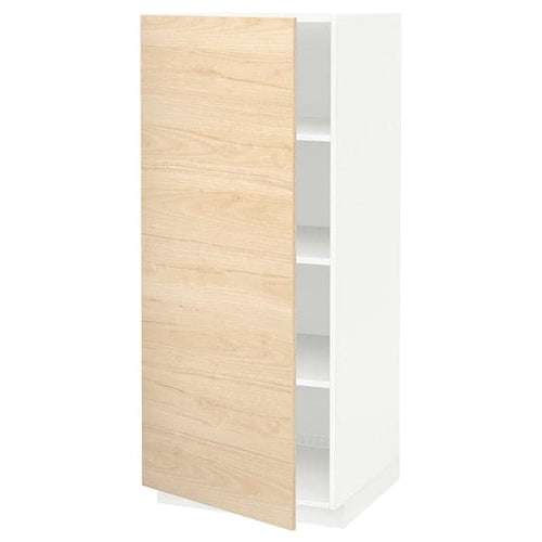 METOD - High cabinet with shelves, white/Askersund light ash effect, 60x60x140 cm