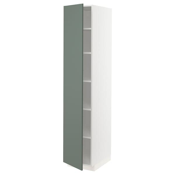 METOD - High cabinet with shelves, white/Bodarp grey-green, 40x60x200 cm - best price from Maltashopper.com 39466601