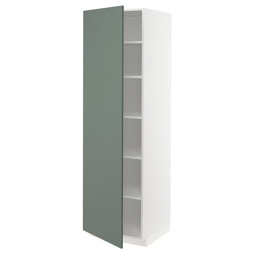 METOD - High cabinet with shelves, white/Bodarp grey-green, 60x60x200 cm