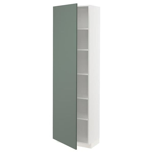 METOD - High cabinet with shelves, white/Bodarp grey-green, 60x37x200 cm