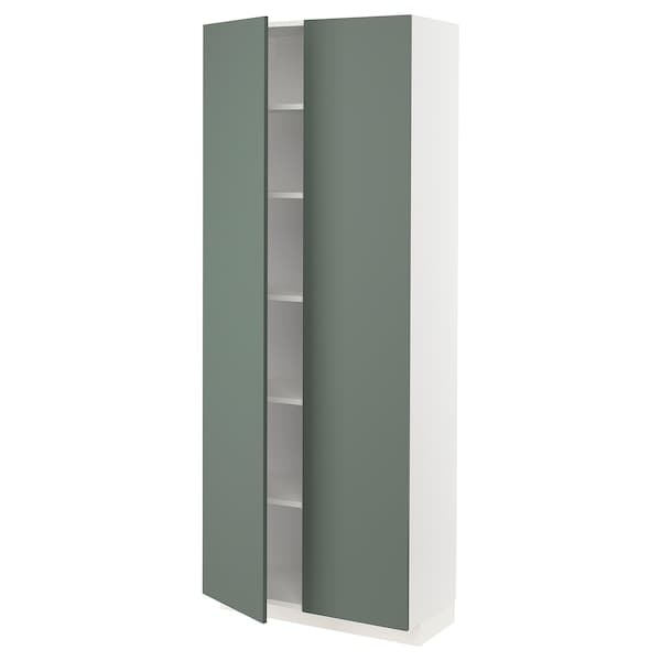 METOD - High cabinet with shelves, white/Bodarp grey-green, 80x37x200 cm