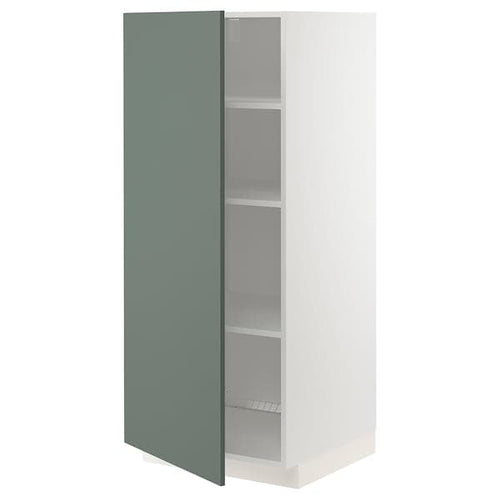 METOD - High cabinet with shelves, white/Bodarp grey-green, 60x60x140 cm