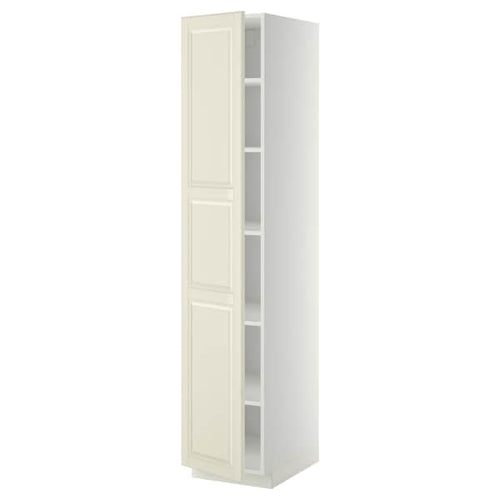 METOD high cabinet with shelves, white/Bodbyn off-white, 40x60x200 cm