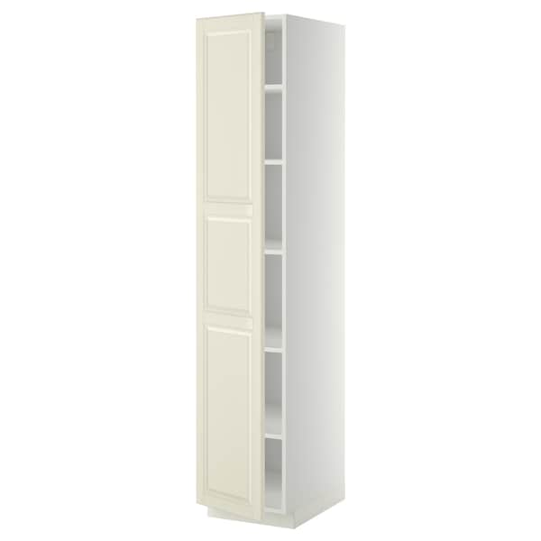 METOD - High cabinet with shelves, white/Bodbyn off-white, 40x60x200 cm