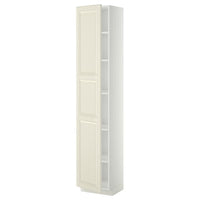 METOD - High cabinet with shelves, white/Bodbyn off-white, 40x37x200 cm - best price from Maltashopper.com 69469113