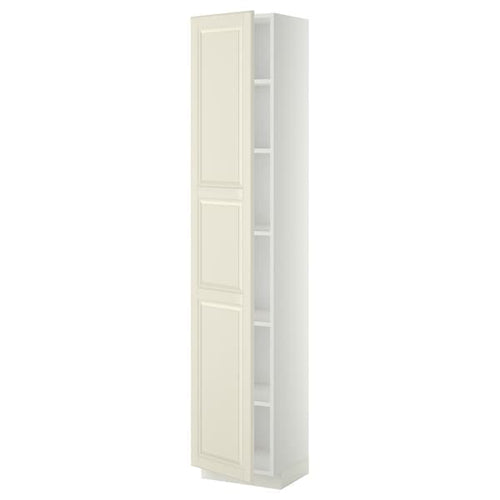 METOD - High cabinet with shelves, white/Bodbyn off-white, 40x37x200 cm