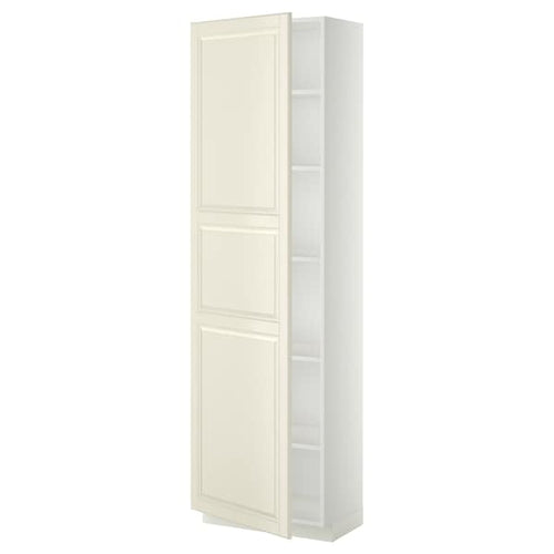METOD high cabinet with shelves, white/Bodbyn off-white, 60x37x200 cm