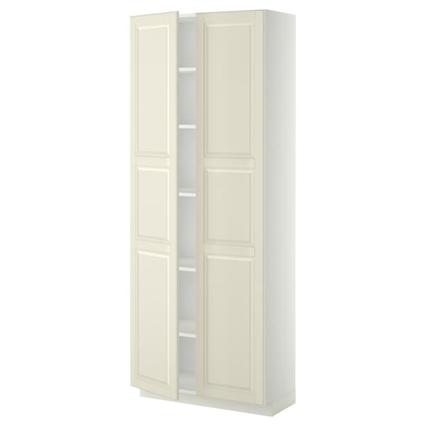 METOD - High cabinet with shelves, white/Bodbyn off-white, 80x37x200 cm - best price from Maltashopper.com 19469380