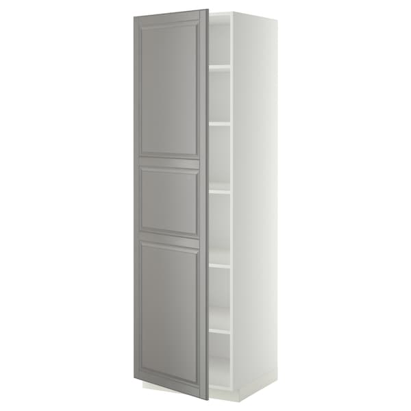 Ikea METOD - High cabinet with shelves, white/Bodbyn grey, 60x60x200 cm