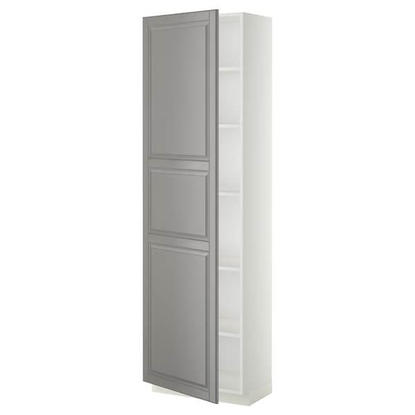 Ikea METOD - High cabinet with shelves, white/Bodbyn grey, 60x37x200 cm