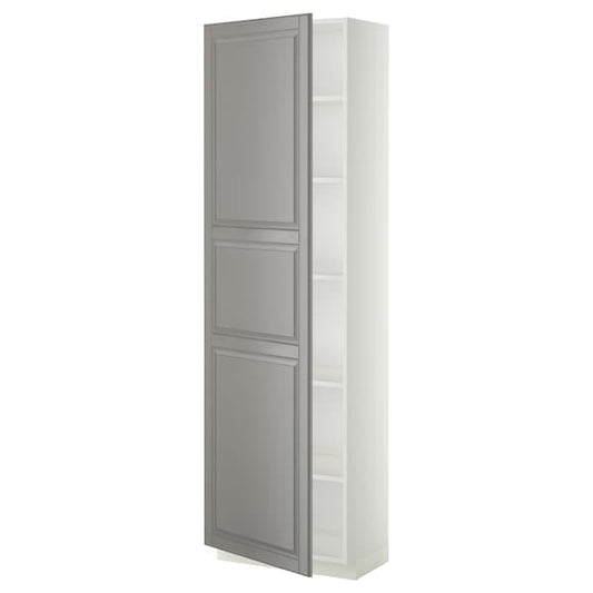 Ikea METOD - High cabinet with shelves, white/Bodbyn grey, 60x37x200 cm