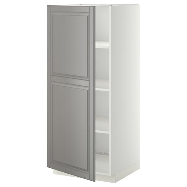Ikea METOD - High cabinet with shelves, white/Bodbyn grey, 60x60x140 cm
