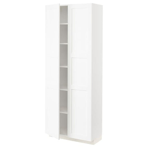 METOD - High cabinet with shelves, white Enköping/white wood effect, 80x37x200 cm