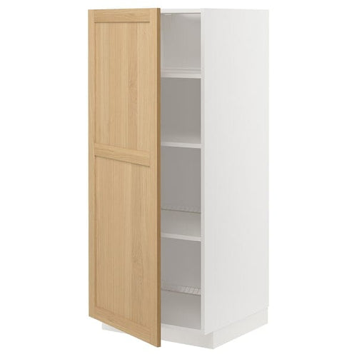 METOD - METOD High cabinet with shelves, white/Forsbacka oak, 60x60x140 cm