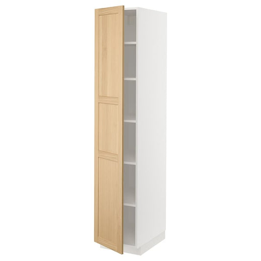 Ikea METOD - High cabinet with shelves, white/Forsbacka oak, 40x60x200 cm