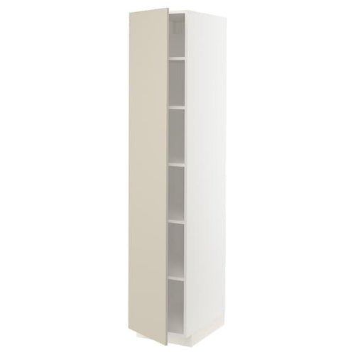 METOD high cabinet with shelves, white/Havstorp beige, 40x60x200 cm