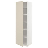 METOD high cabinet with shelves, white/Havstorp beige, 60x60x200 cm