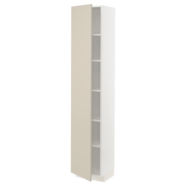 METOD - High cabinet with shelves, white/Havstorp beige, 40x37x200 cm - best price from Maltashopper.com 39467224
