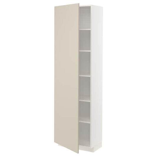 Ikea METOD - High cabinet with shelves, white/Havstorp beige, 60x37x200 cm