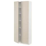 METOD high cabinet with shelves, white/Havstorp beige, 80x37x200 cm