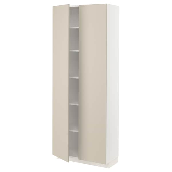 METOD - High cabinet with shelves, white/Havstorp beige, 80x37x200 cm - best price from Maltashopper.com 59463423