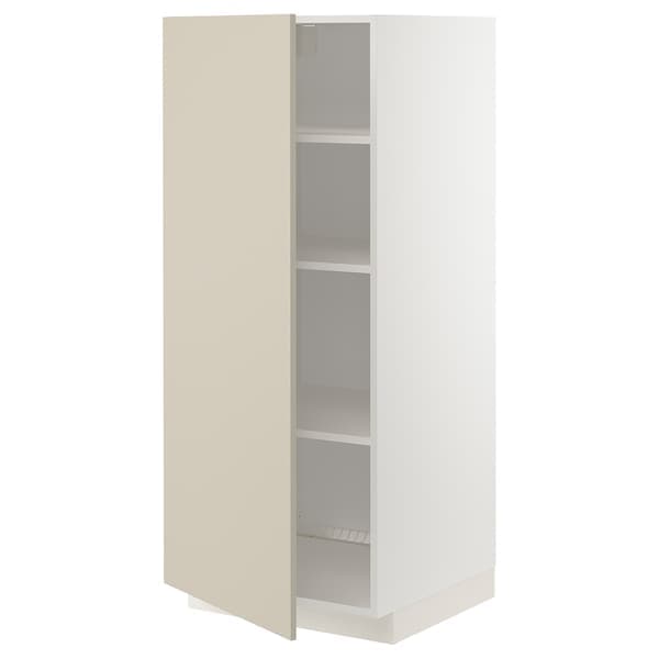 METOD - High cabinet with shelves, white/Havstorp beige, 60x60x140 cm