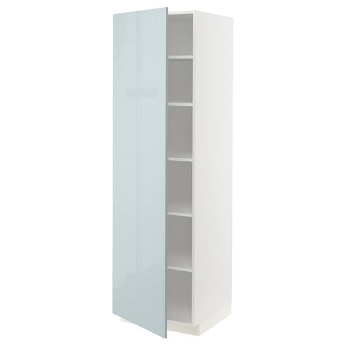 METOD - High cabinet with shelves, white/Kallarp light grey-blue, 60x60x200 cm