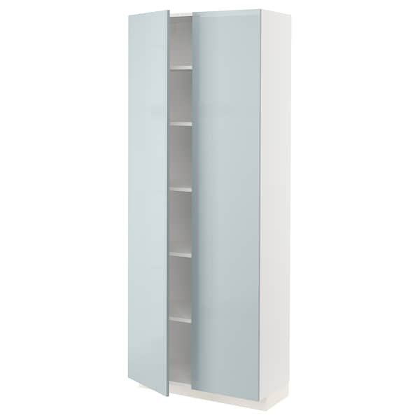 METOD - High cabinet with shelves, white/Kallarp light grey-blue, 80x37x200 cm - best price from Maltashopper.com 49479127