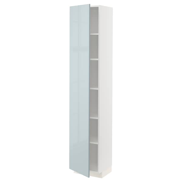 Ikea METOD - High cabinet with shelves, white/Kallarp light grey-blue, 40x37x200 cm