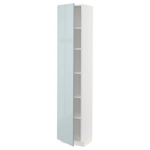 METOD - High cabinet with shelves, white/Kallarp light grey-blue, 40x37x200 cm