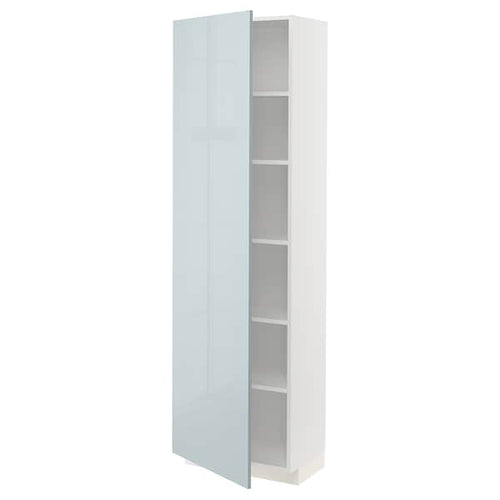METOD - High cabinet with shelves, white/Kallarp light grey-blue, 60x37x200 cm