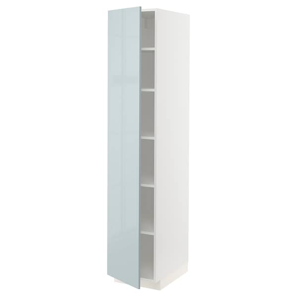 METOD - High cabinet with shelves, white/Kallarp light grey-blue, 40x60x200 cm - best price from Maltashopper.com 69479013