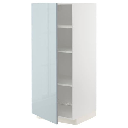 METOD - High cabinet with shelves, white/Kallarp light grey-blue, 60x60x140 cm