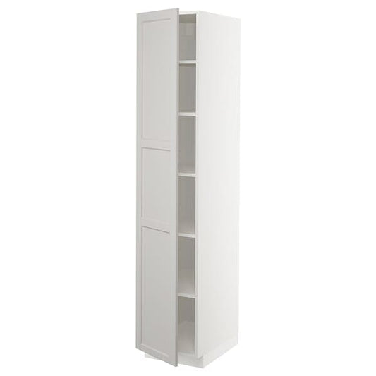 Ikea METOD - High cabinet with shelves, white/Lerhyttan light grey, 40x60x200 cm