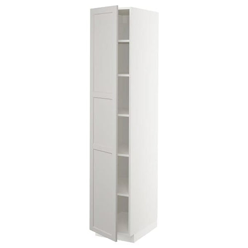 METOD high cabinet with shelves, white/Lerhyttan light grey, 40x60x200 cm
