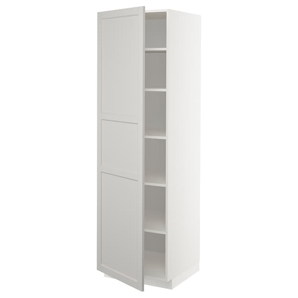 Ikea METOD - High cabinet with shelves, white/Lerhyttan light grey, 60x60x200 cm