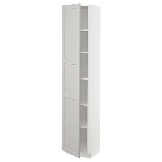 Ikea METOD - High cabinet with shelves, white/Lerhyttan light grey, 40x37x200 cm