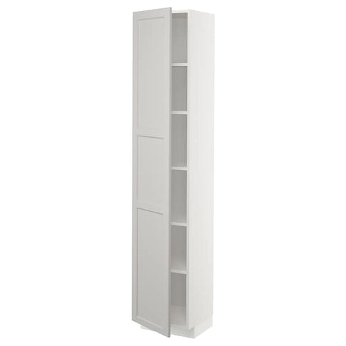 METOD - High cabinet with shelves, white/Lerhyttan light grey, 40x37x200 cm