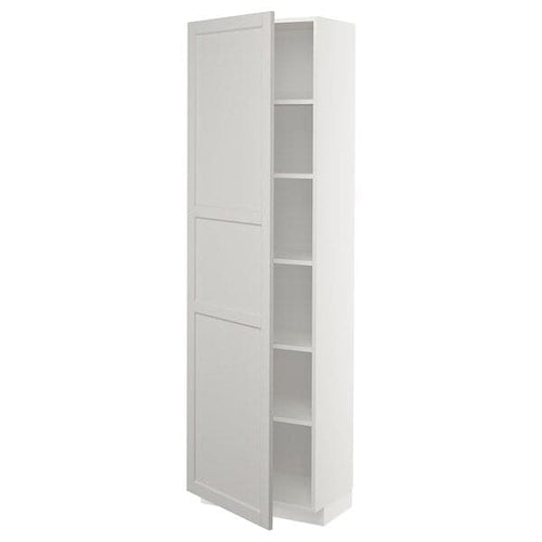 METOD - High cabinet with shelves, white/Lerhyttan light grey, 60x37x200 cm